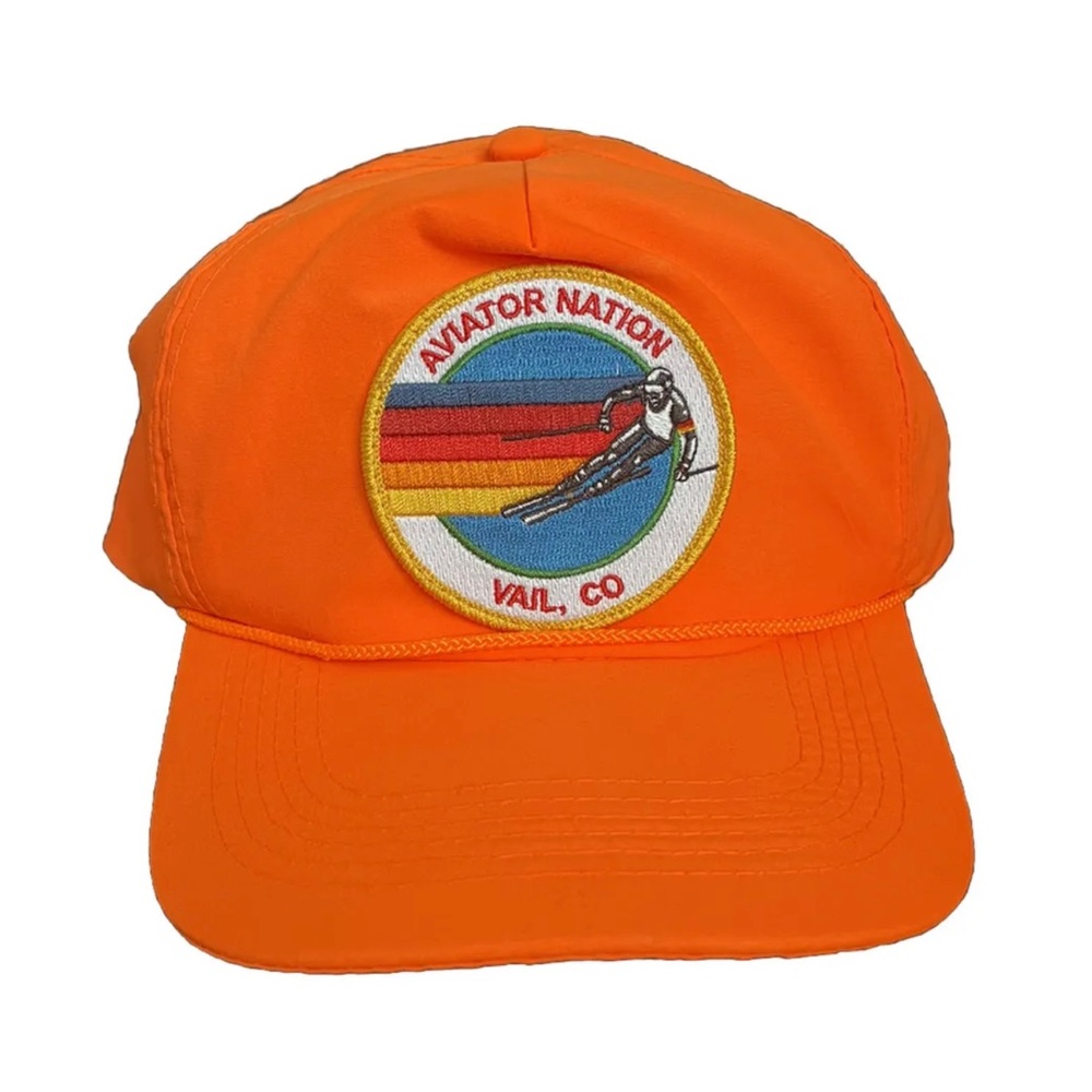 Aviator Nation Neon Orange Nylon Trucker Hat Vail Colorado